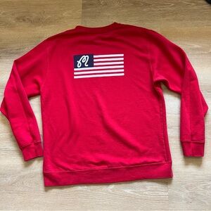 Malbon Golf Crewneck Sweatshirt Red USA Flag Back Graphic Mens XL Streetwear